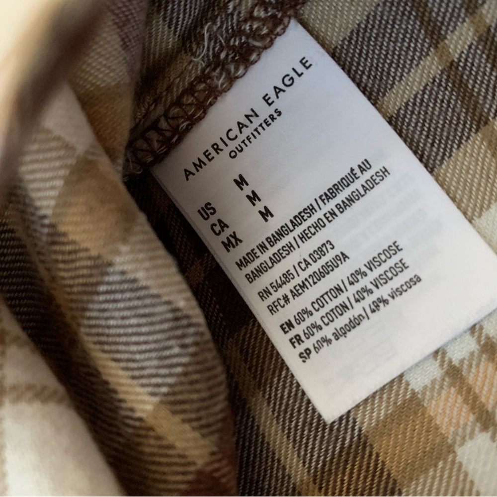 American Eagle Plaid Patchwork Shirt - image 4